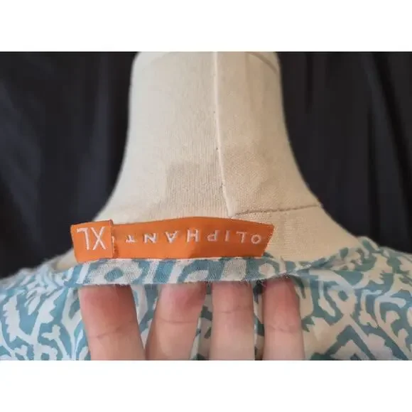 Tuckernuck Oliphant Blue Geometric Block Print Cotton Tunic Top XL - Picture 9 of 9